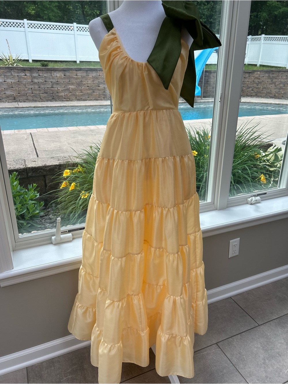 Hutch Scoop-Neck Bow Tiered Maxi Dress